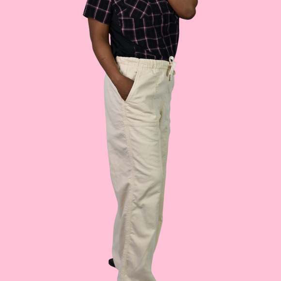 Aerie Me Day Pants Tan Khaki Tie Waist Wide Leg Flare Cotton Soft Relaxed Small - Picture 6 of 14